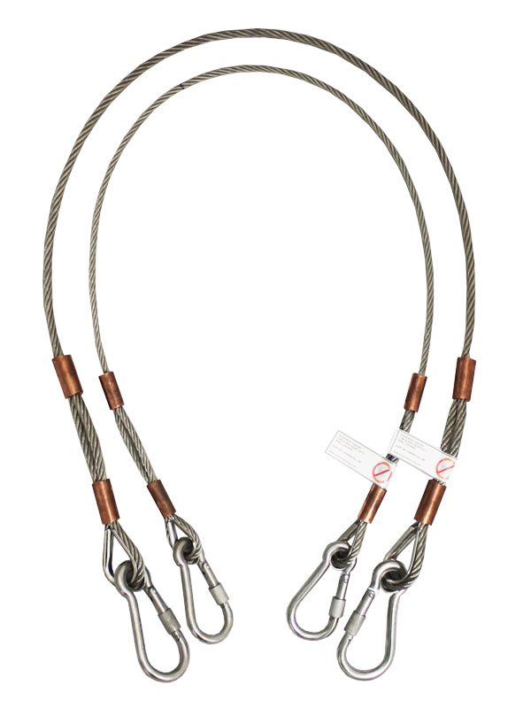 SUPER HEAVY DUTY WIRE LANYARDS WITH SCREWGATE CARABINERS FOR WORKING AT